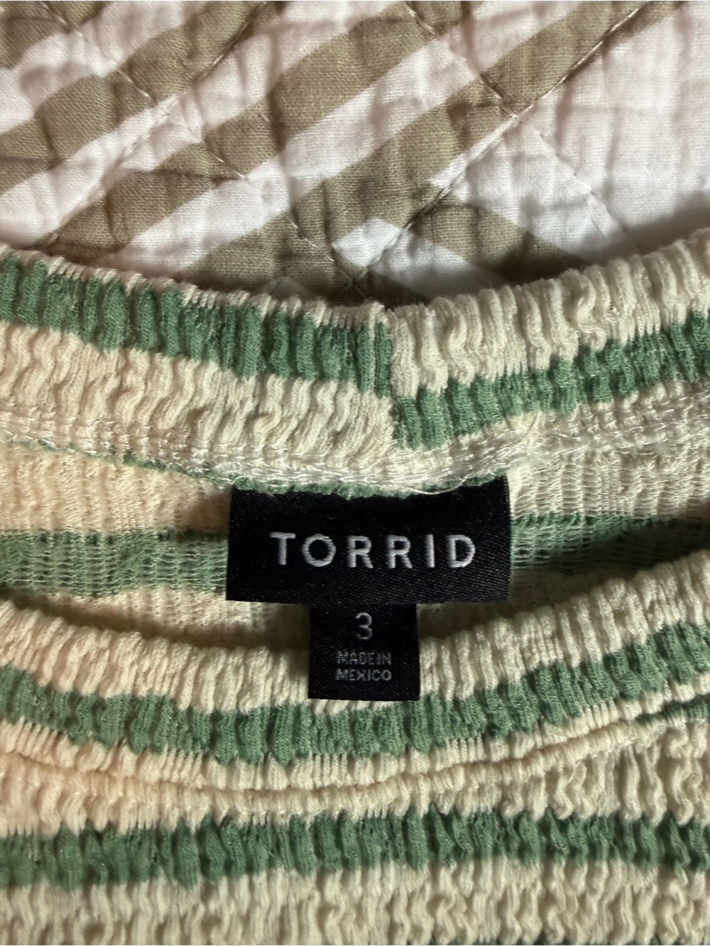 torrid Green and Cream Striped Cropped Top